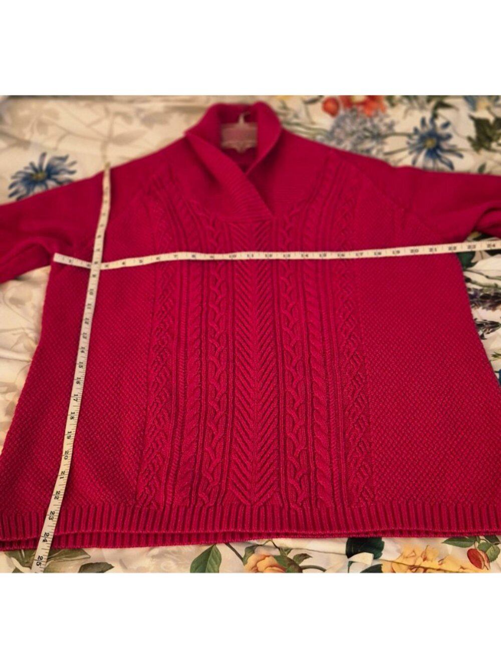 Coldwater Creek Red Shawl Collar Textured Long Sleeve Sweater Size 1X EUC - Picture 6 of 9